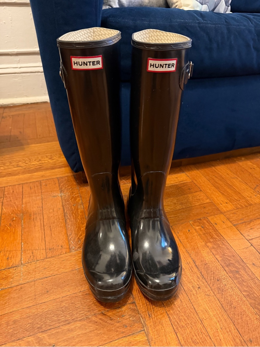 Hunter Black Tall Boots + Grey Hunter Inserts US 10 Women’s